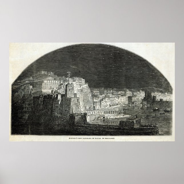 Burfords neues Panorama von Neapel durch Mondlicht Poster (Vorne)