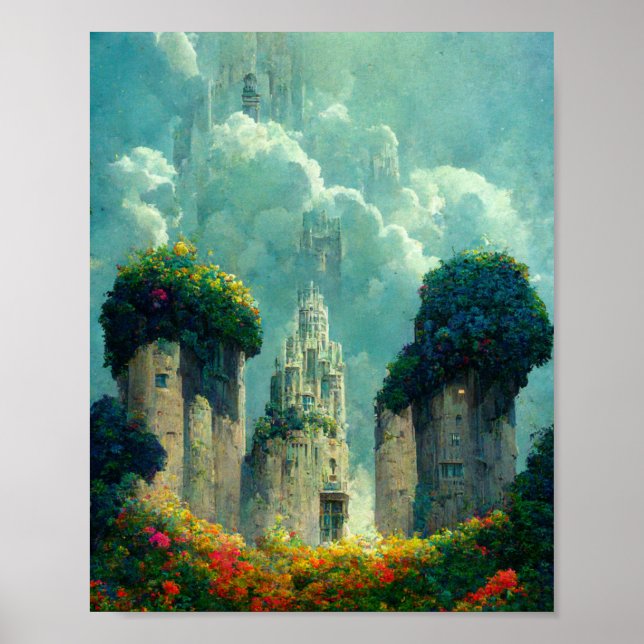 Burg 3 Fantasy Kunst, Dichtung und Musik Poster (Vorne)