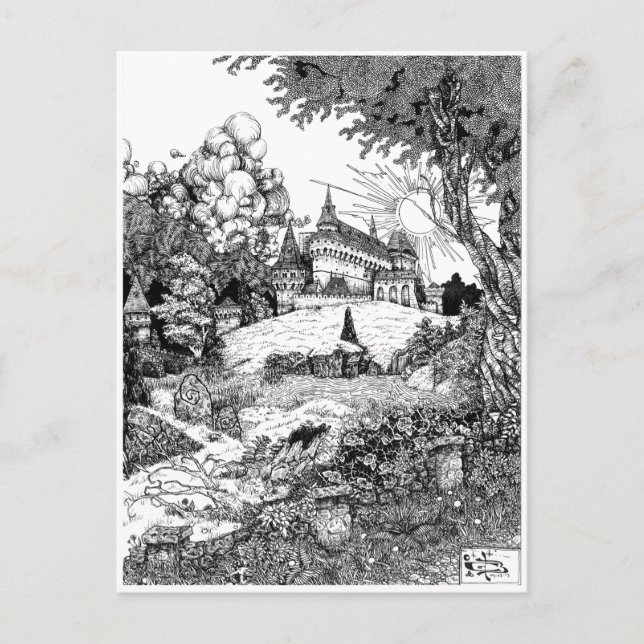 Burg auf dem Hügel Postkarte (Vorderseite)