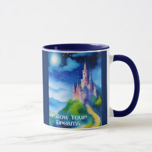 Burg auf einem Hügel, Folge deinen Träumen Tasse