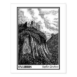 Burg auf einer Briefmarke aus Kautschuk Gummistempel