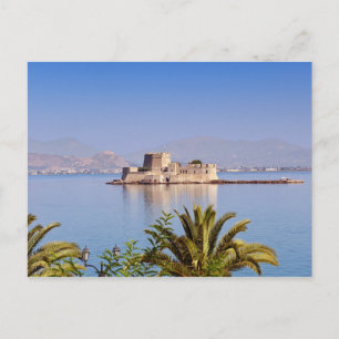 Burg Bourtzi in der Bucht von Nafplio Griechenland Postkarte
