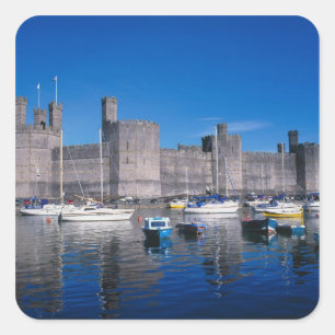 Burg Caernarfon, Gwynedd, Wales Quadratischer Aufkleber