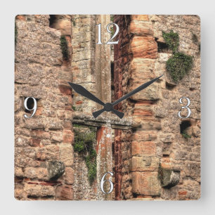 Burg Chepstow Mittelalter Fenster Großbritannien Quadratische Wanduhr