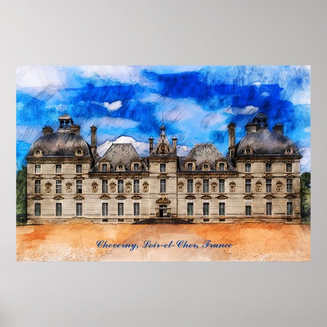 Burg Cheverny, Loire Tal, Frankreich. Poster (Vorne)