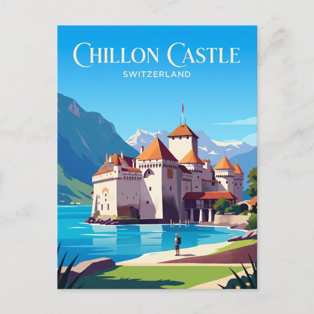 Burg Chillon Schweiz Postkarte (Vorderseite)