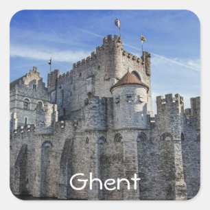 Burg der Grafen in Gent. Quadratischer Aufkleber