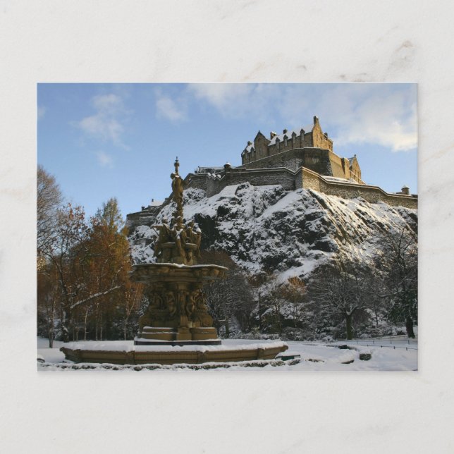 Burg Edinburgh im Winter Postkarte (Vorderseite)