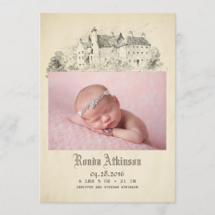 Burg Fairytale Princess Neugeborenes Foto Geburt Ankündigung