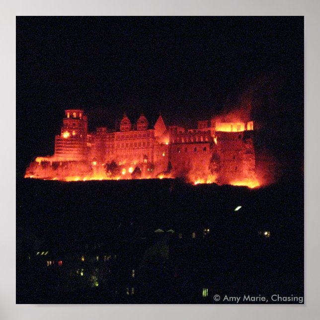 Burg Heidelberg Burning Poster (Vorne)
