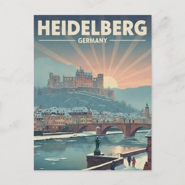 Burg Heidelberg Deutschland Winter Reisen Postkarte (Vorderseite)