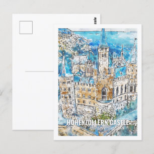 Burg Hohenzollern Deutschland Reise Wasserfarben Postkarte