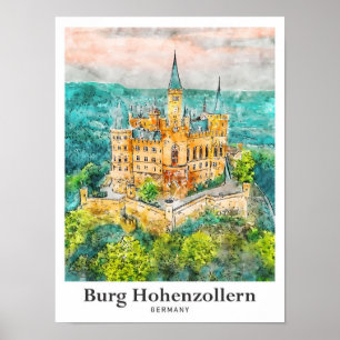Burg Hohenzollern Deutschland Reisen Wasserfarbe Poster