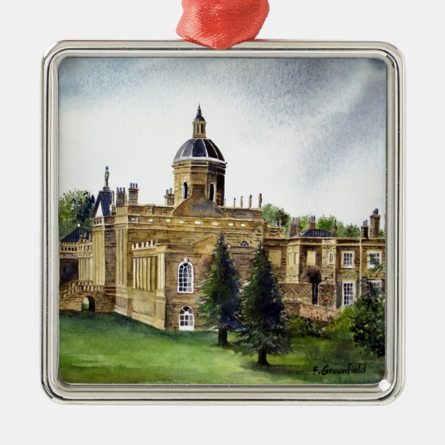 Burg Howard North Yorkshire Aquarellmalerei Ornament Aus Metall (Vorne)