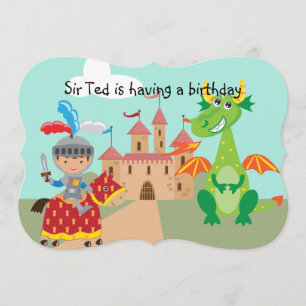 Burg Knight und Dragon zum Geburtstag einladen Einladung