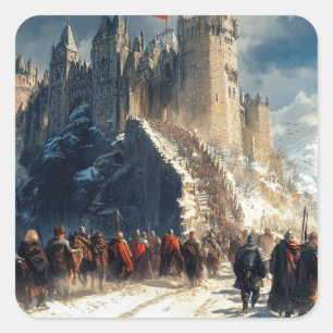 Burg Mittelalter Quadratischer Aufkleber