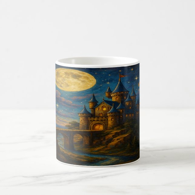 Burg Moonlit - Starry Bridge Fantasy Landschaft Kaffeetasse (Mittel)