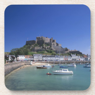 Burg Mount Orgueil und Hafen, Gorey, Jersey Getränkeuntersetzer