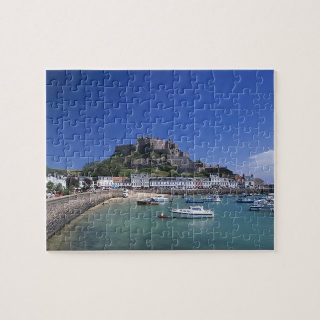 Burg Orgueil und Hafen, Gorey, Jersey (Horizontal)