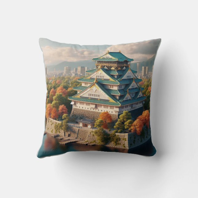Burg Osaka Burg Japan Landschaft Kissen (Rückseite)