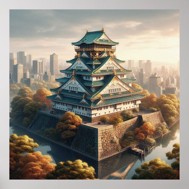 Burg Osaka Burg Japan Landschaft Poster (Vorne)