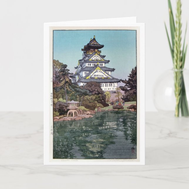 Burg Osaka, Hiroshi Yoshida, Holzschnitt Karte (Vorderseite)