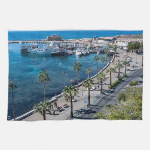 Burg Paphos und Blick auf den Hafen Geschirrtuch
