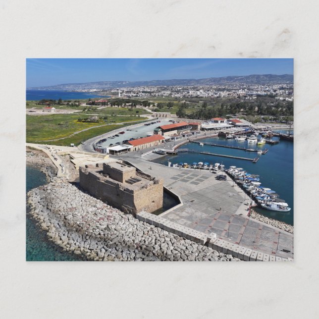 Burg Paphos und Hafen mit Leuchtturm Postkarte (Vorderseite)