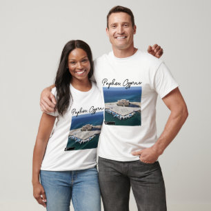 Burg Paphos und Hafen Unterschrift T-Shirt