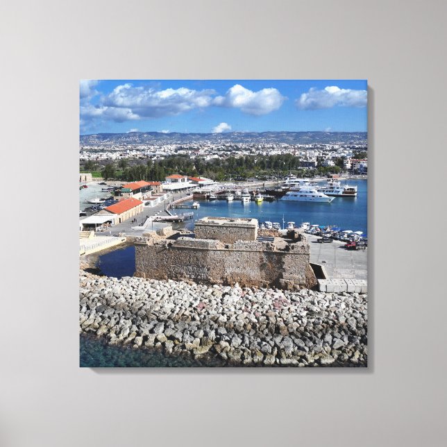 Burg Paphos vom Meer Leinwanddruck (Vorderseite)