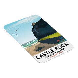 Burg Rock Nord Irland Reiseplakat. Magnet