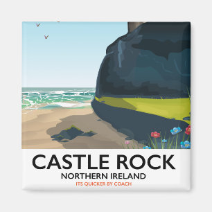 Burg Rock Nord Irland Reiseplakat. Magnet