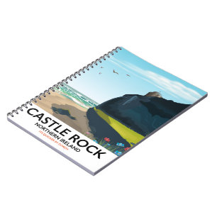 Burg Rock Nord Irland Reiseplakat. Notizblock