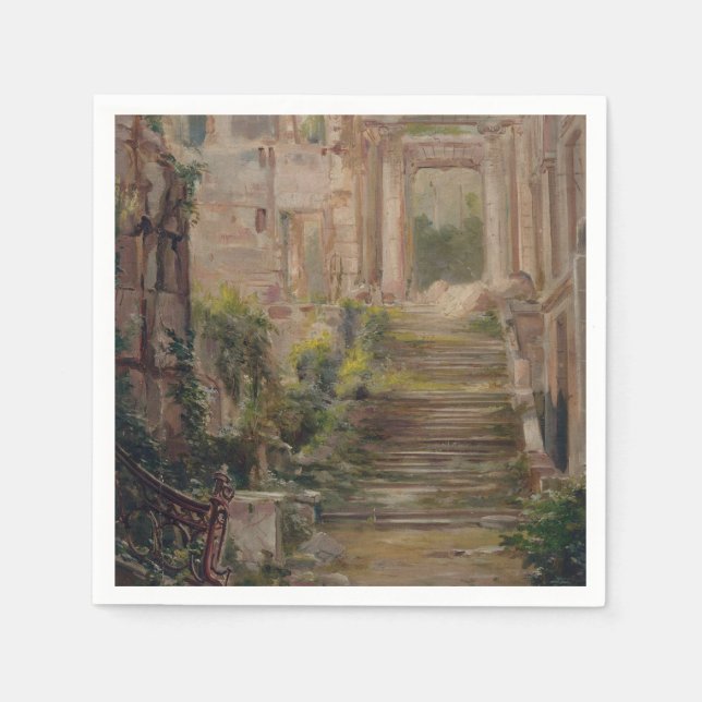 Burg Saint-Cloud Ruins Treppen Serviette (Vorderseite)