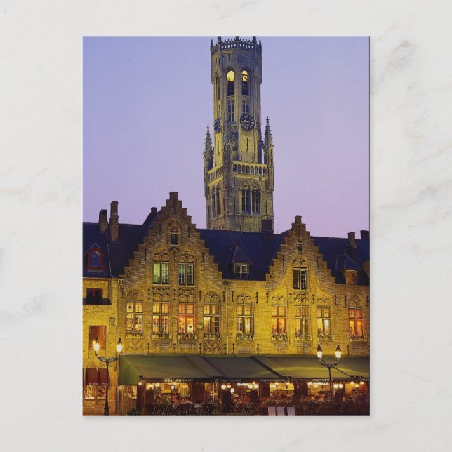 Burg Square und Belfry Tower, Brügge, Belgien Postkarte (Vorderseite)