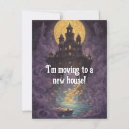 Burg unter einem gelben Mond Neue Adresse Postkarte