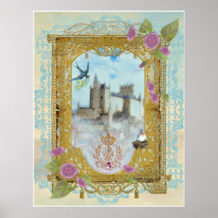 Burg von Mairytale in den Nebeln, Paulette Kinney Poster