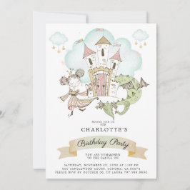 Burg Wasserfarbe Prinzessin Dragon Girl Einladung