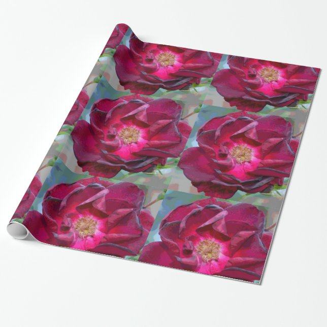 Burgandy Blume Wrapping Paper Design 2 Geschenkpapier (Ungerollt)