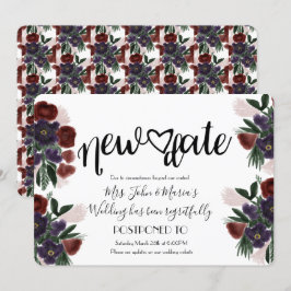 Burgandy Floral New Date Stornierung Hochzeit Einladung