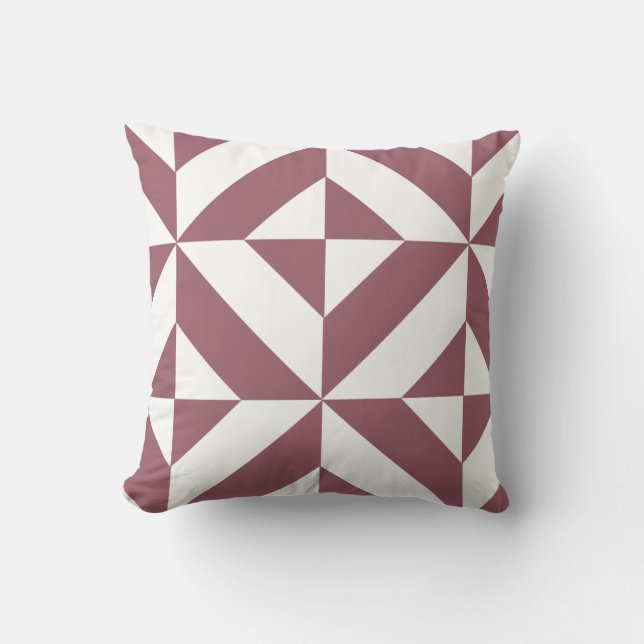 Burgandy Plum Geometric Deko Cube Pattern Kissen (Vorderseite)