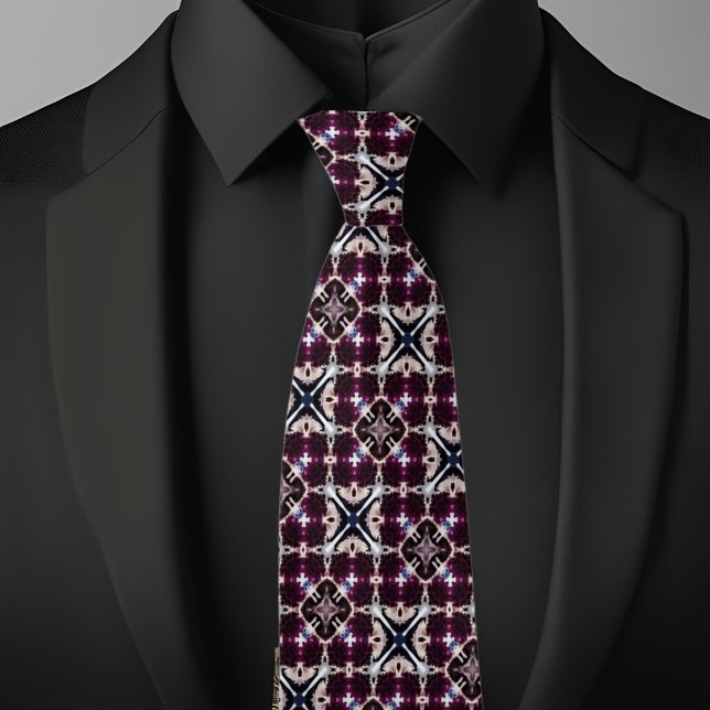 Burgandy Squares und X Pattern Necktie Krawatte (Von Creator hochgeladen)