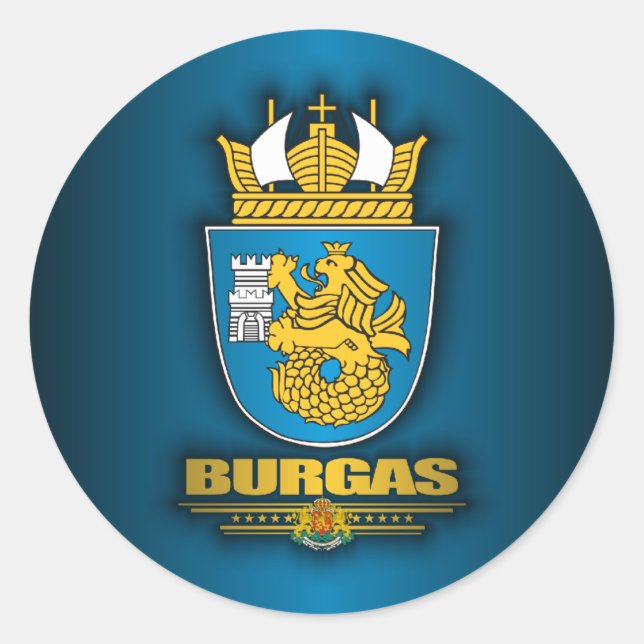 Burgas COA Runder Aufkleber (Vorderseite)