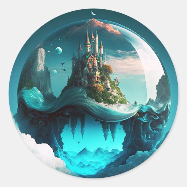 Burgen von Crystal Ball Runder Aufkleber (Vorderseite)