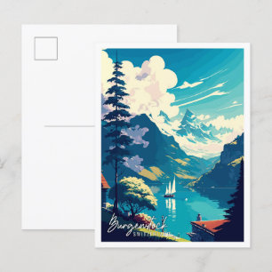 Burgenstock Schweiz Jahrgang Postkarte