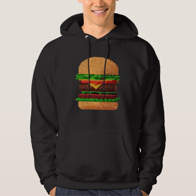 Burger 8 bit Retro Pixel ByteGrilled Cheeseburger  Hoodie (Vorderseite)