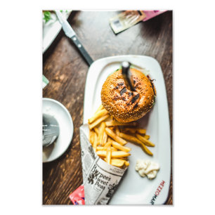 Burger and fries fotodruck