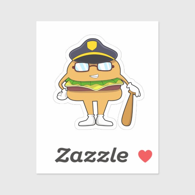 Burger as Police officer with Police hat Aufkleber (Blatt)