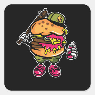 Burger Bastard Quadratischer Aufkleber