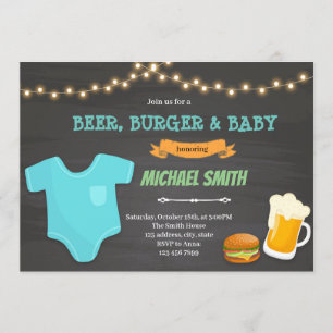 Burger-Bier-Baby-Themen-Einladung Einladung
